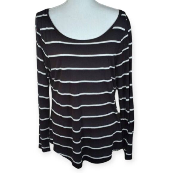 OLD NAVY BLACK & WHITE STRIPE T-SHIRT SZ.L EUC. - Picture 1 of 6